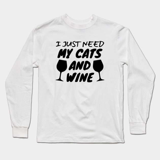 Cats And Wine Long Sleeve T-Shirt by LunaMay